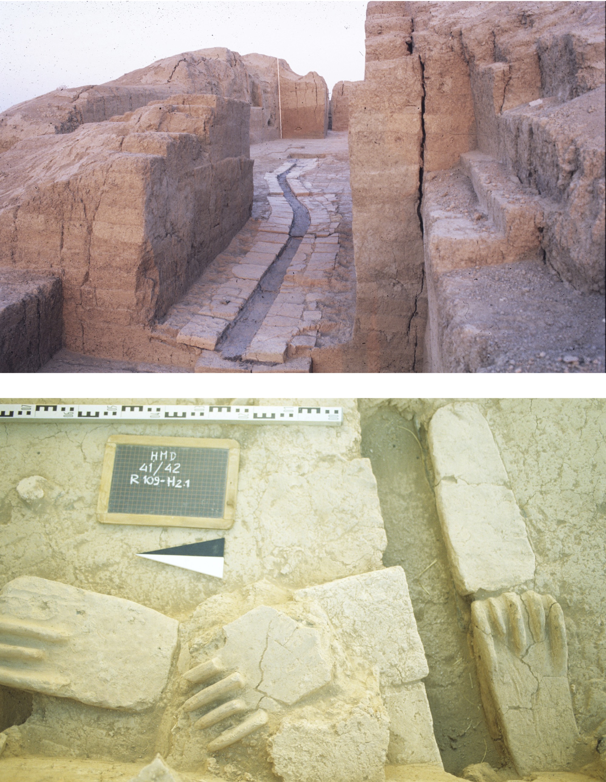 Room (109) Central Palace. Water conduit built with re-used clay hands
